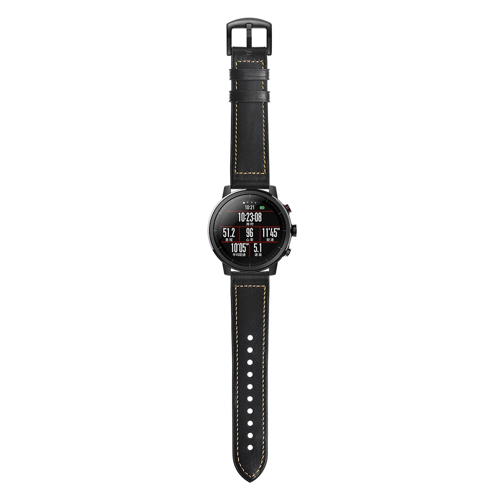 22 мм кожаный ремешок для Xiaomi Huami Amazfit PACE Stratos Смарт-часы браслет для Xiaomi Amazfit ремешок из натуральной кожи ремень