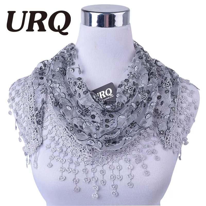 L10A5108 dark Grey Фирменный дизайн, летний женский кружевной шарф с кисточками, прозрачные металлические Женские Треугольные бандажные цветочные шарфы, шаль L10A5108 - Цвет: L10A5108 dark Grey
