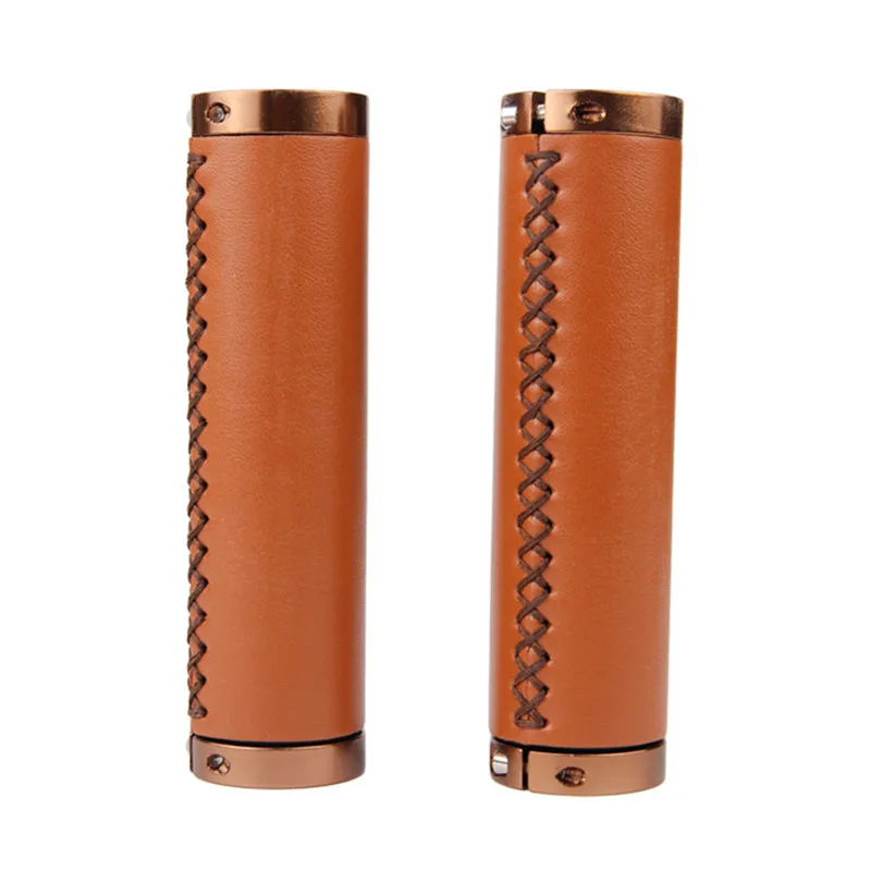G220 Brown Винтажный PU кожаный руль велосипеда рукоятка Ретро мягкий руль велосипеда горный велосипед запираемый руль Противоскользящий черный/коричневый - Color: G220 Brown