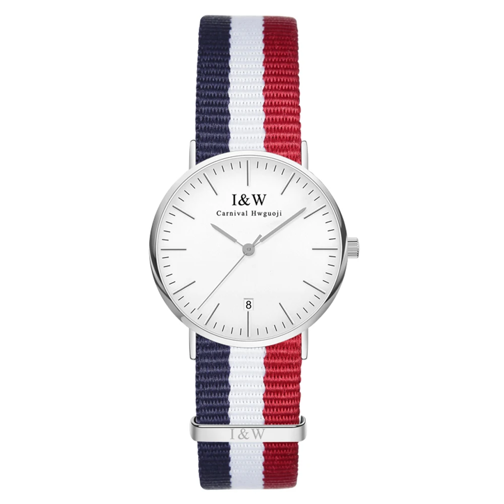 IW 8758L-3 женские Кварцевые Часы ткань Классический Кентербери Нержавеющей Стали С