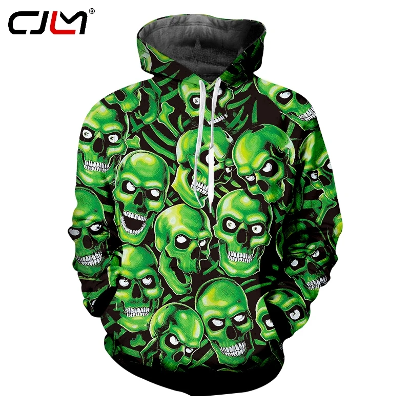 

CJLM Polyester Pullover Man Hip Hop Green Skulls Hoodies 3D Printed Punk Rock Chinese Style Free Shipping Clothing