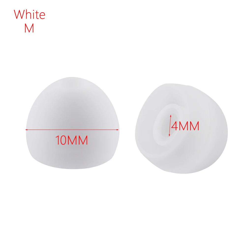 white M 1 пара новых силиконовых 4 мм сменных наушников-вкладышей, ушные наконечники, крышка, мягкая резина, универсальные сменные наконечники для ушей - Цвет: white M