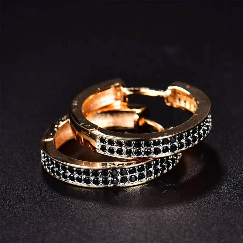 Женские классические серьги-кольца BUDONG черные серьги с кристаллами из фианита