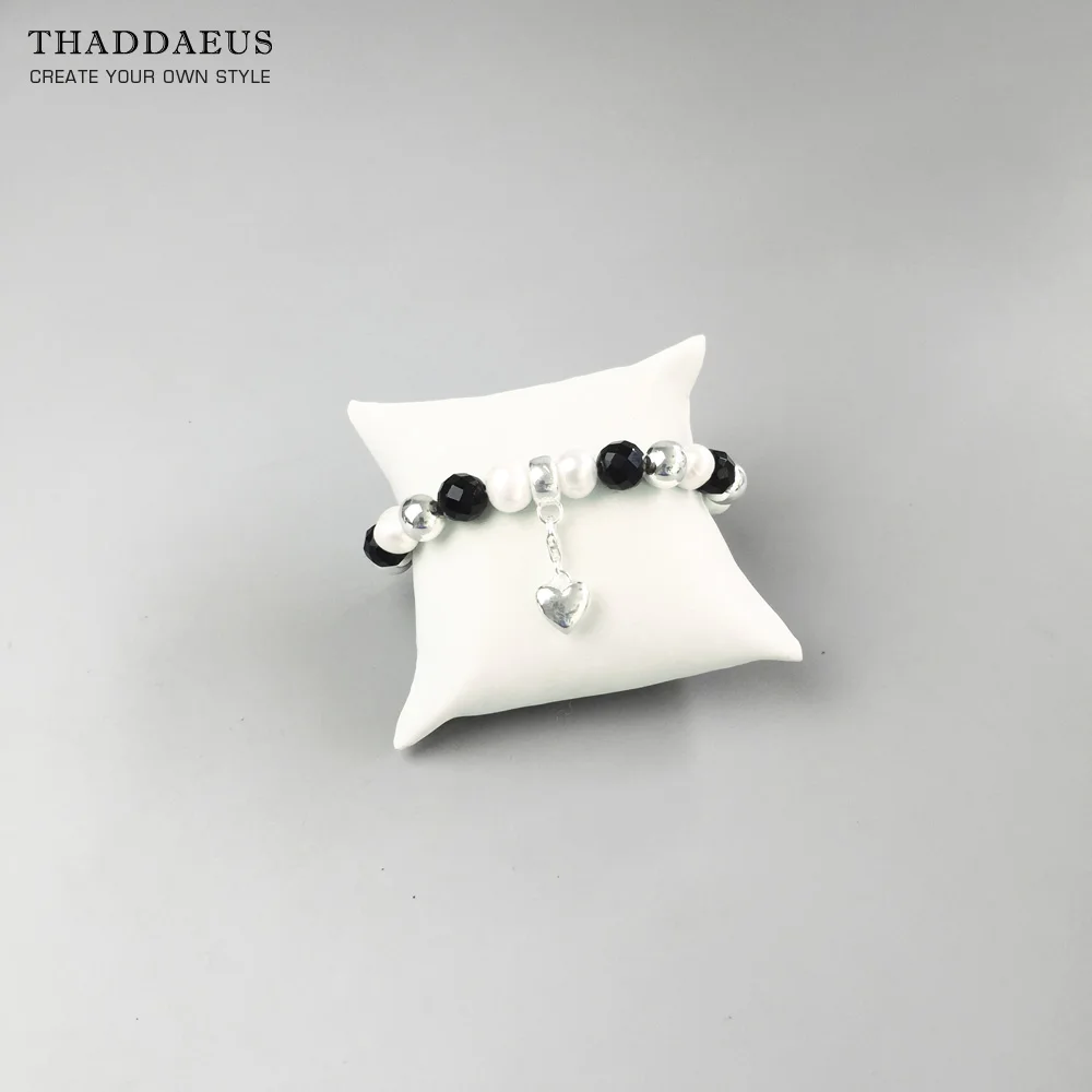 Белый Серый серебряный браслет с бусинами модные ювелирные украшения в