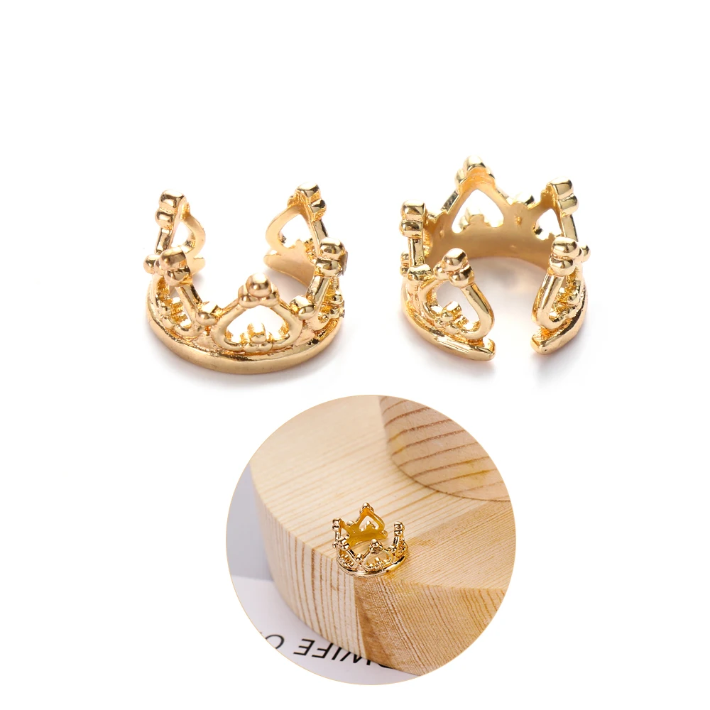 1pair Punk Rock Crystal Crown U-shaped Ear Earrings Fashion Women Clip Cuff Wrap No Piercing-Clip On