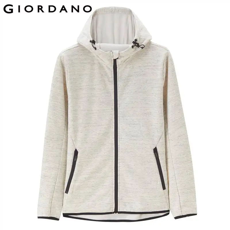 Мужская куртка из флиса с капюшоном Giordano ветрозащитная флисовой подкладкой и на