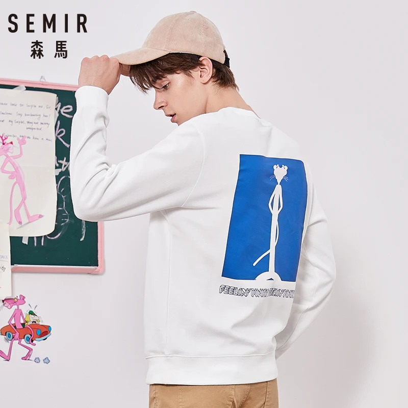 SEMIR мужской хлопковый свитер с вышивкой пуловер подкладкой из кисточек ребристым