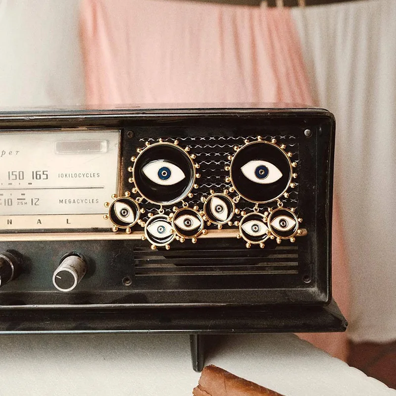 Новинка 2019 модные большие серьги в стиле панк черного цвета с эффектом сглаза