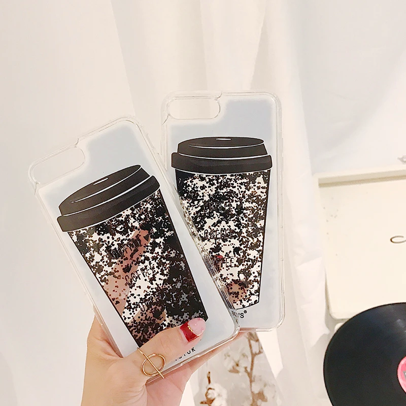 For iPhone X 7 8 6 6S Plus Phone case Liquid Quicksand Dynamic Cover Instagram Hot luxury fashion Coffee Cup shell Coque |