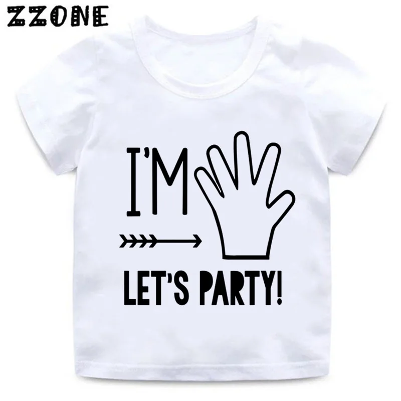 Детская забавная Футболка с принтом I'm 1/2/3/4/5 Let's Party одежда для дня рождения