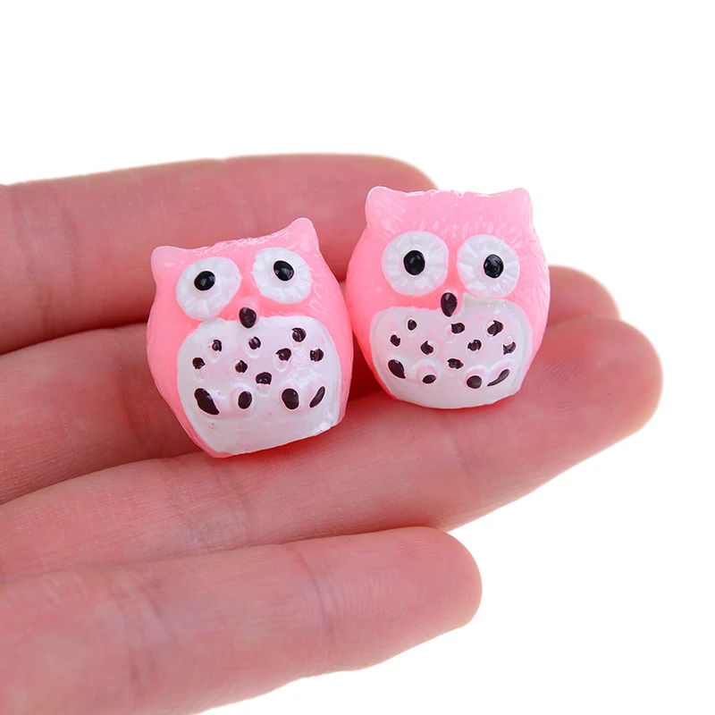 2 шт. милые совы животные смолы миниатюрные фигурки для изготовления бонсай