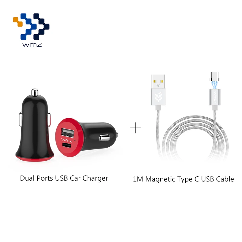 Автомобильное зарядное устройство WMZ с двумя портами USB 2 0 и 3 1 Type C интерфейс + м