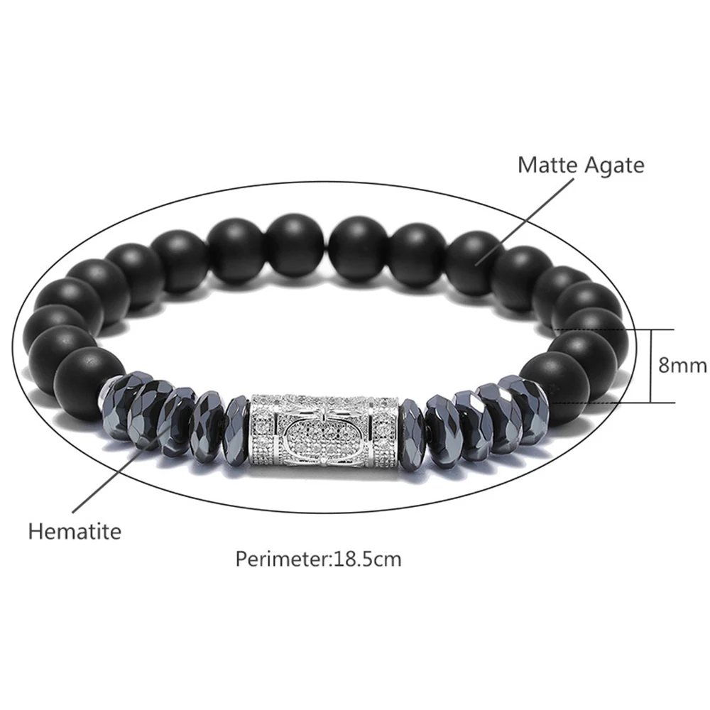 8 mm Natural Grind Stone Beads Bracelet For Women Handmade Black Men Energy Prayer Yoga Charm Dropshipping | Украшения и