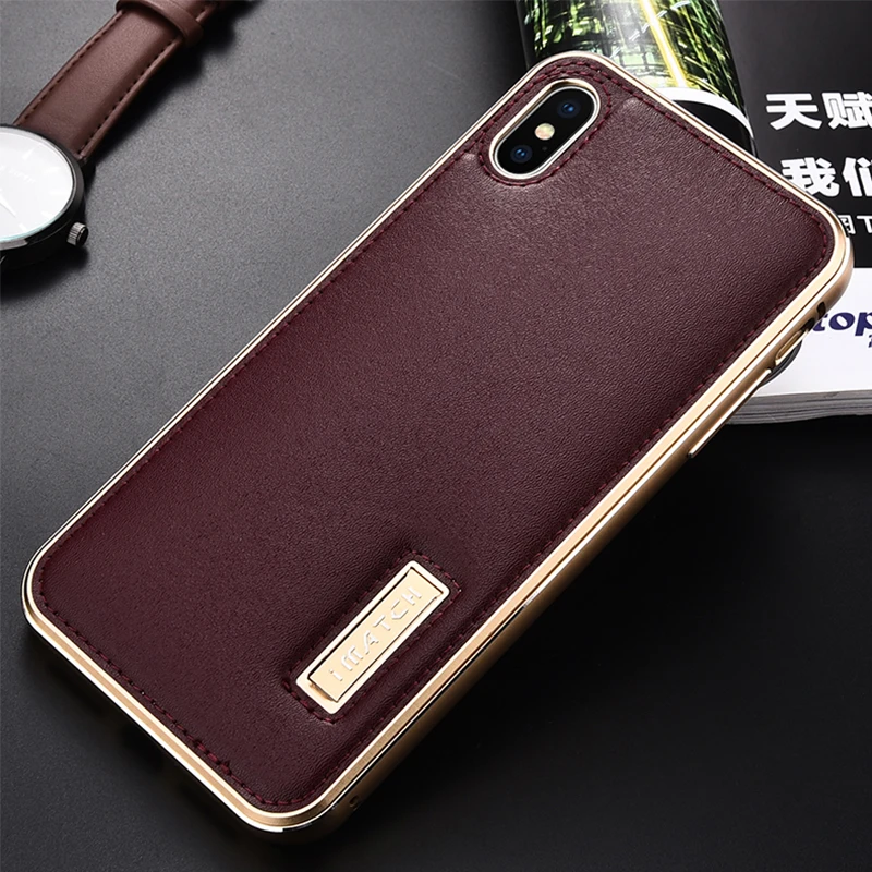 Металлический чехол iMatch для iPhone XS MAX, чехол из натуральной кожи для iPhone X XS MAX, Алюминиевый металлический бампер, задняя крышка