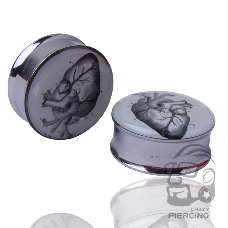 Пробка для ушей из нержавеющей стали с одним расклешенным изображением