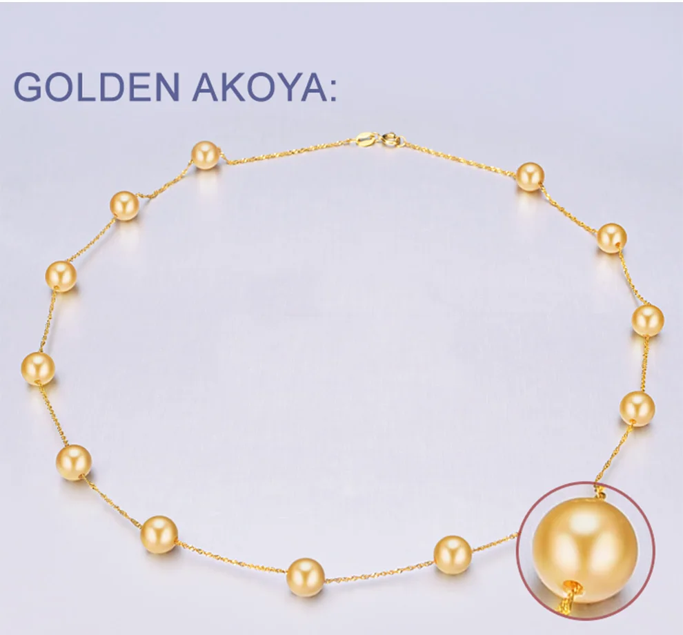 YS 18K цельное Золотое Настоящее японское Ожерелье Akoya 6-6,5 мм с жемчугом 45 см, Ювелирное Украшение на годовщину