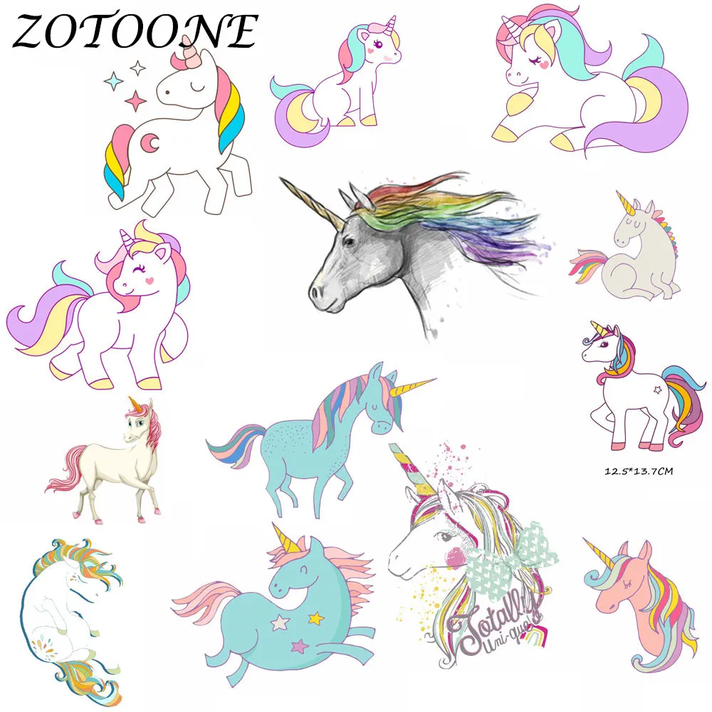 ZOTOONE Милая нашивка единорога для переноса утюгом нашивки одежды с цветами из