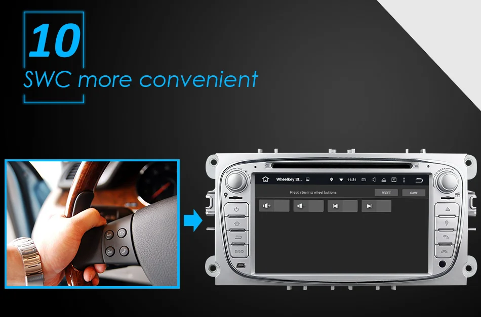Eunavi 2 Din 7 ''Android 9,0 Щепка Octa 8 Core автомобильный DVD gps для Ford Focus Mondeo S Max Cmax Galaxy Радио стерео 4G Оперативная память 3g WI-FI