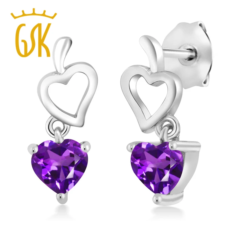 GemStoneKing 0 80 карат в форме сердца Натуральный Фиолетовый аметист драгоценный