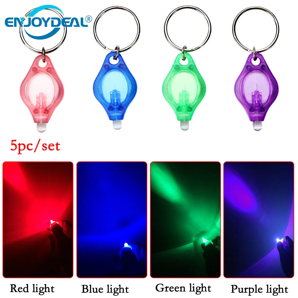 5pcs/10pcs Portable Mini LED Keychain Flashlight Torch Key Ring Finger Light For Camping Emergency Blue/Green/Red/Purple/White | Освещение