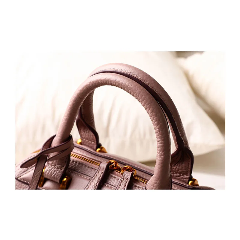 Woonam Для женщин Модный Топ зернистой кожи теленка Small Top handle Бостон сумка с длинным ремнем через плечо wb322