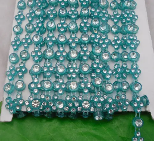 rhombus round clear glass crystal rhinestones banding plastic cup setting clothing bag applique wedding decorations 10yards #23 | Дом и сад