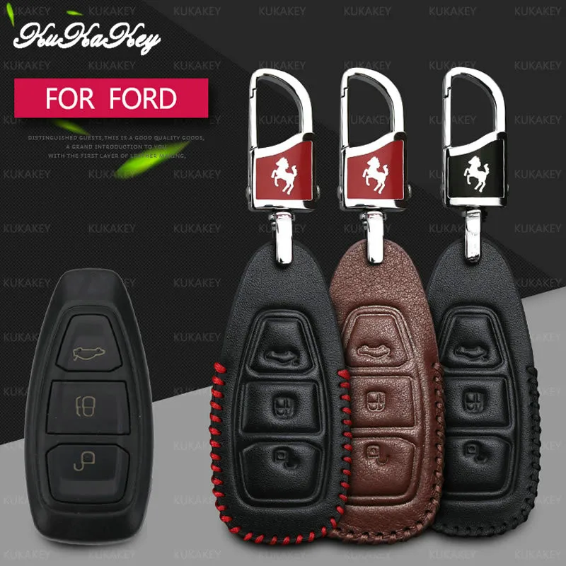 KUKAKEY кожаный чехол для автомобильного ключа Ford Focus 3 2 Mk2 Fiesta Mondeo Mk3 Kuga C Max Защитная