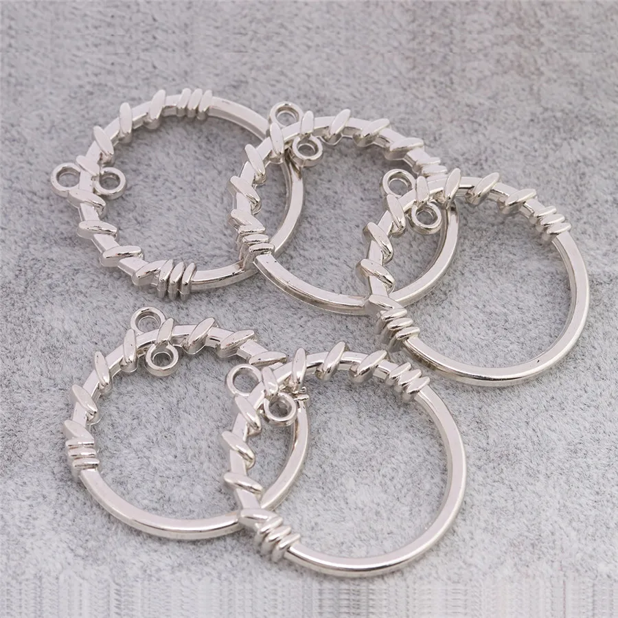Lacoogh Double hole CCB circle small charm pendant for necklace bracelet making 34*36mm diameter 2.5mm jewelry finding | Украшения и