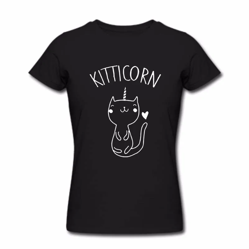 

Skuggnas Cute Cat Kitticorn Kitten T-Shirt Women's Funny I Love Cats Animal Unicorn Tops Tee Shirts Femme Cartoon Tshirt