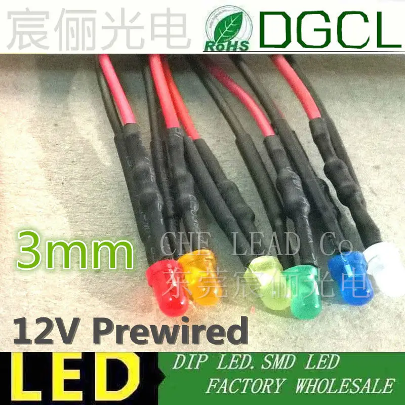 Предварительно Проводные светодиодные лампы dip led 100 шт./лот 12 В/24 В постоянного