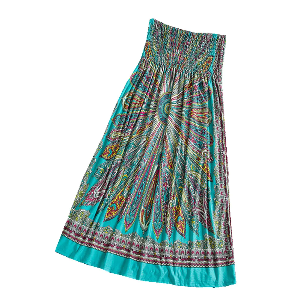 Женское платье без бретелек мягкое пляжное в богемном стиле с принтом весна