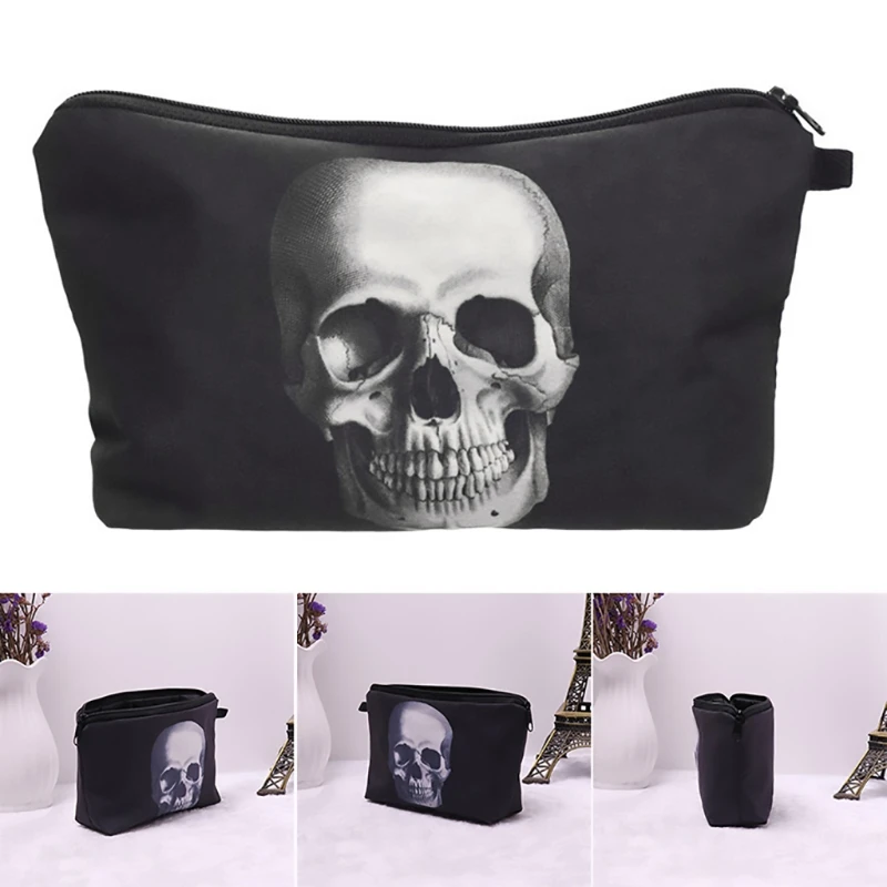 

Newest 1PC Cosmetic Beauty 3D Printing Skull Makeup Bag Case Organizer Travel Toiletry Bag