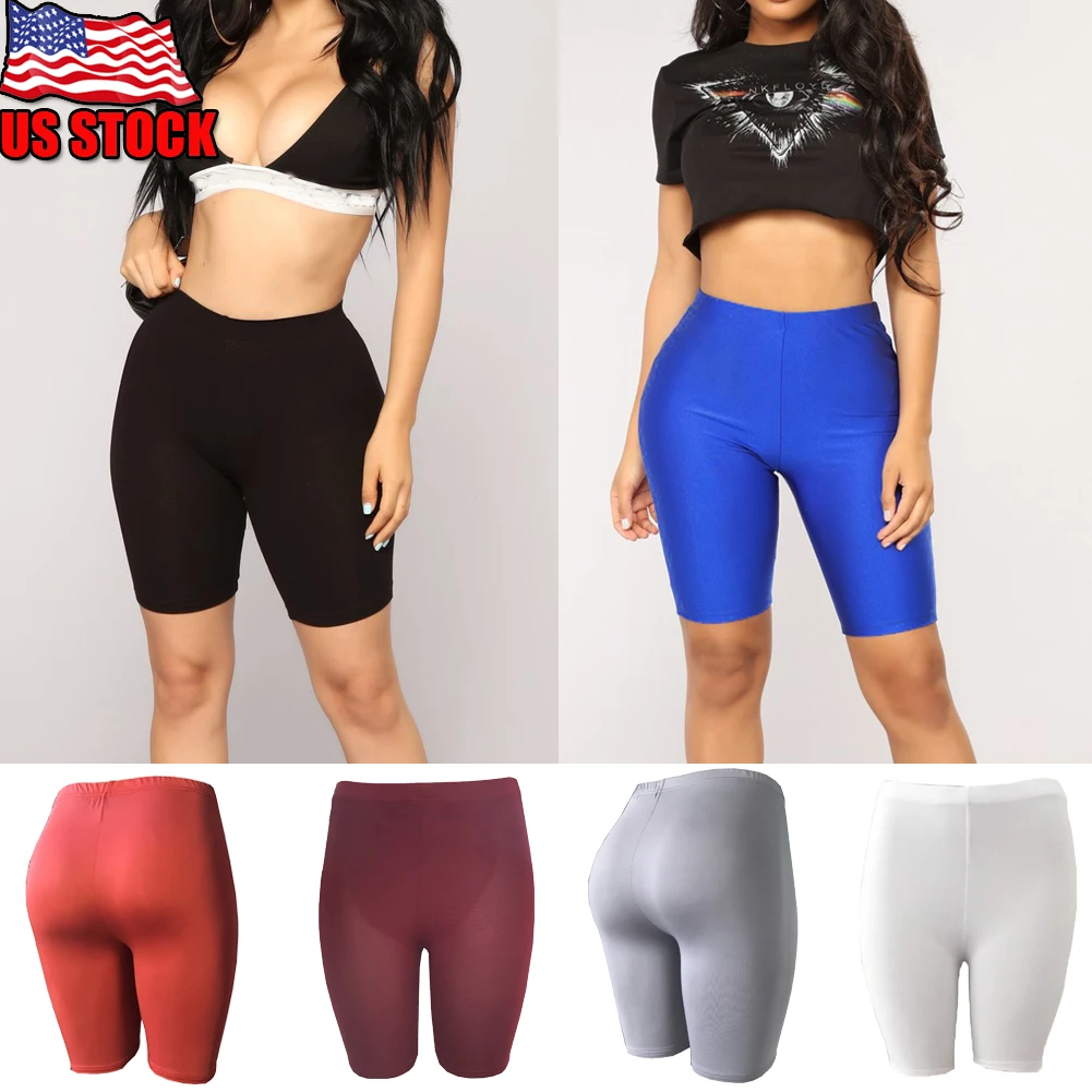 

USA Women Athletic Workout Fitness Training Yoga Waistband Tights Short Pants