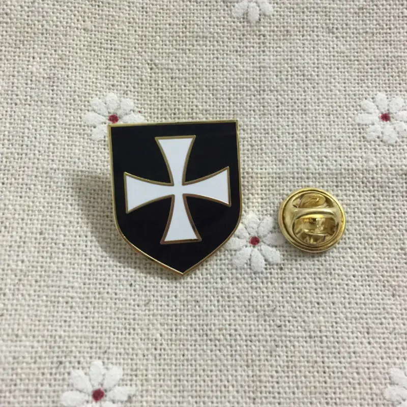 10pcs Freemason Enamel Badges White Cross Black Shield Christian Army Crusader Knights Templar Masonic Lapel Pin and Brooches | Дом и сад