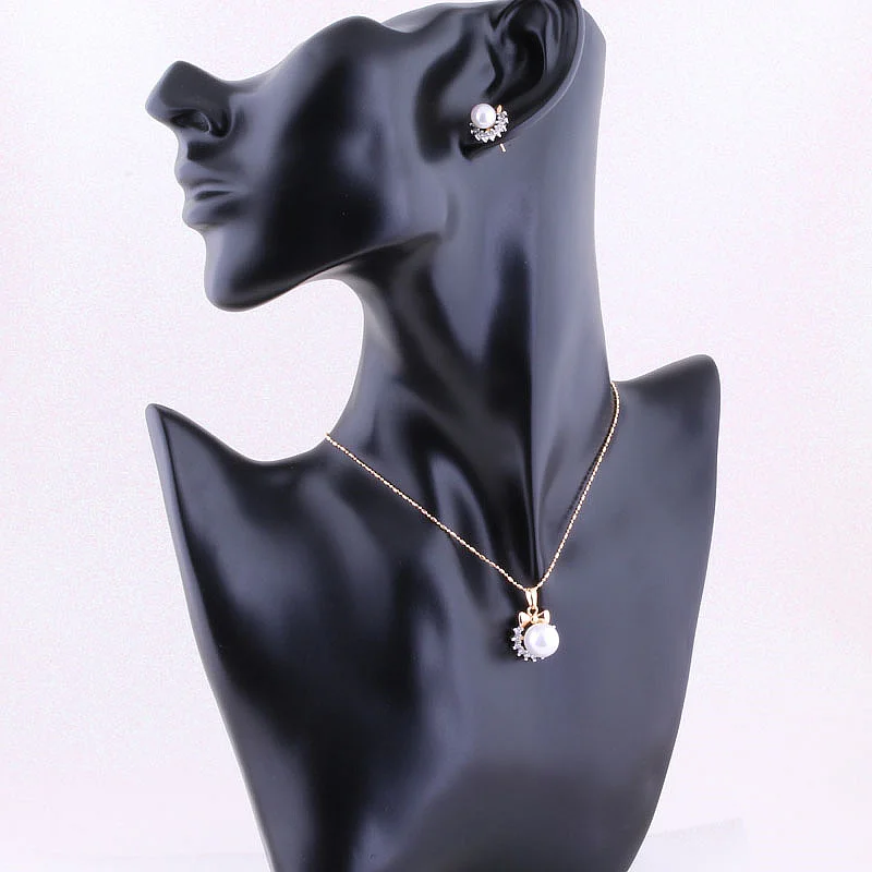 

Love Monologue Endearing Bowknot Simulated Pearl Jewelry Sets For Women Yellow Gold Color Jewelry Sets Anniversary Gift X0574