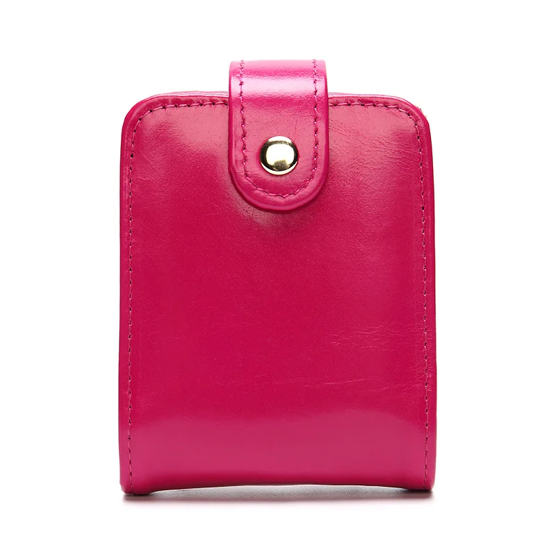 Hot Pink Женский подлинный кожаный чехол для помады зеркальная сумка женские киссеты для сигар Модный чехол для макияжа Женская Кнопка практичный аксессуар - Цвет: Hot Pink