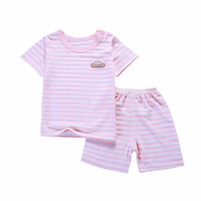 2019 Cartoon striped shirt Pants girl outfit Newborn Baby boy summer clothes Cotton Infant Clothes tracksuit Children's suit | Детская