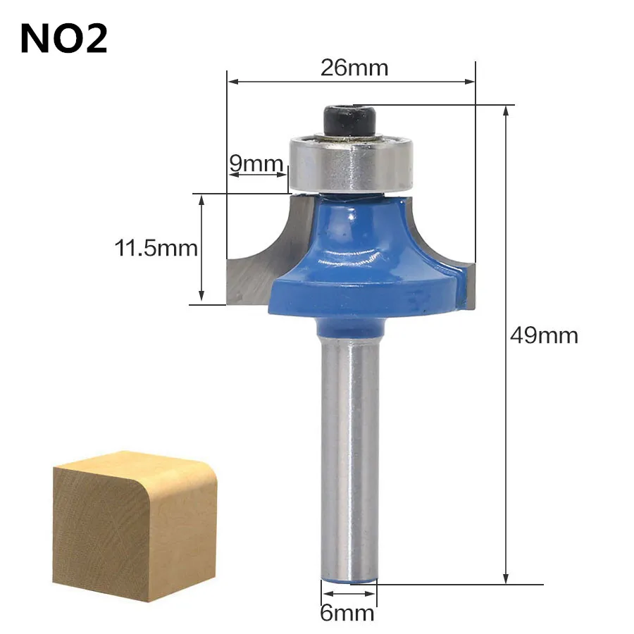 1Pc 6mm Shank 2 Flute Corner Round Over Router Bit With Bearing Tungsten Carbide Tools Bits For Wood | Инструменты