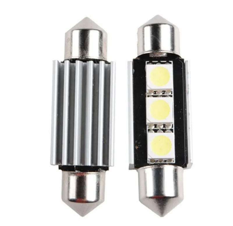 100 шт. Гирлянда 36 мм C5W 3 SMD 5050 СВЕТОДИОДНЫХ Белый Canbus Ошибка Бесплатный Автомобилей