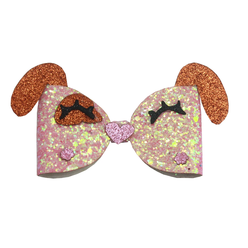 4 дюйма милые Мультяшные животные Бант Детская принцесса волосы блестящая