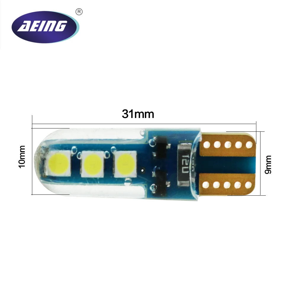 AEING 1 шт. T10 Светодиодные лампы W5W 194 силиконовый 6SMD для автомобиля боковые