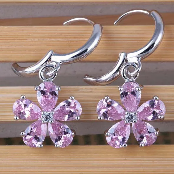 

Popular colorful flower AAA zircon hypoallergenic earrings