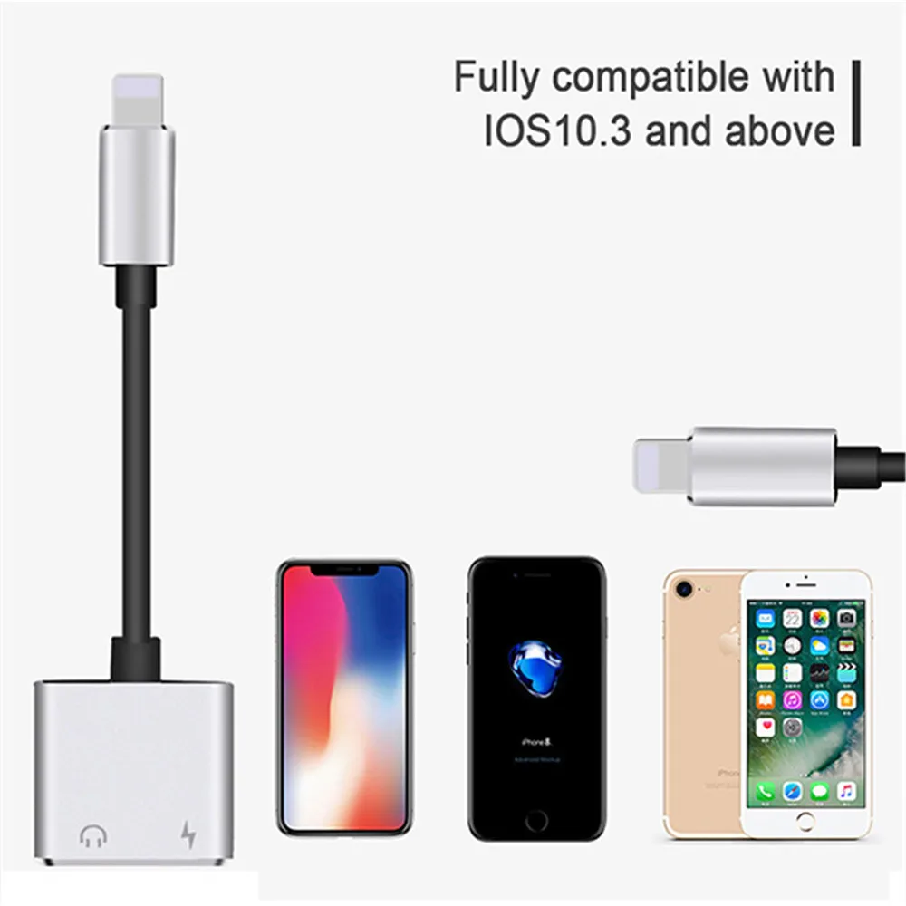 2 в 1 зарядное двойное освещение аудио адаптер для iphone X 8 Plus IOS 11 12 мини разъем