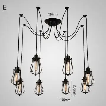 Винтажные подвесные светильники в виде паука лампа E27 промышленное освещение