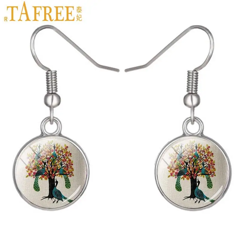 Серьги-подвески TAFREE с изображением цветка Жизни дерева птицы прекрасные фото