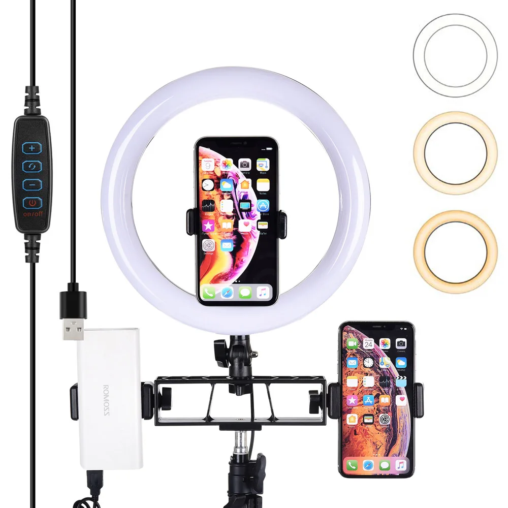 Video Light 26 CM Annular Lamp LED Ring Light for Youtube Photo Shooting Tripod for Camera Photography Studio with Phone Holder