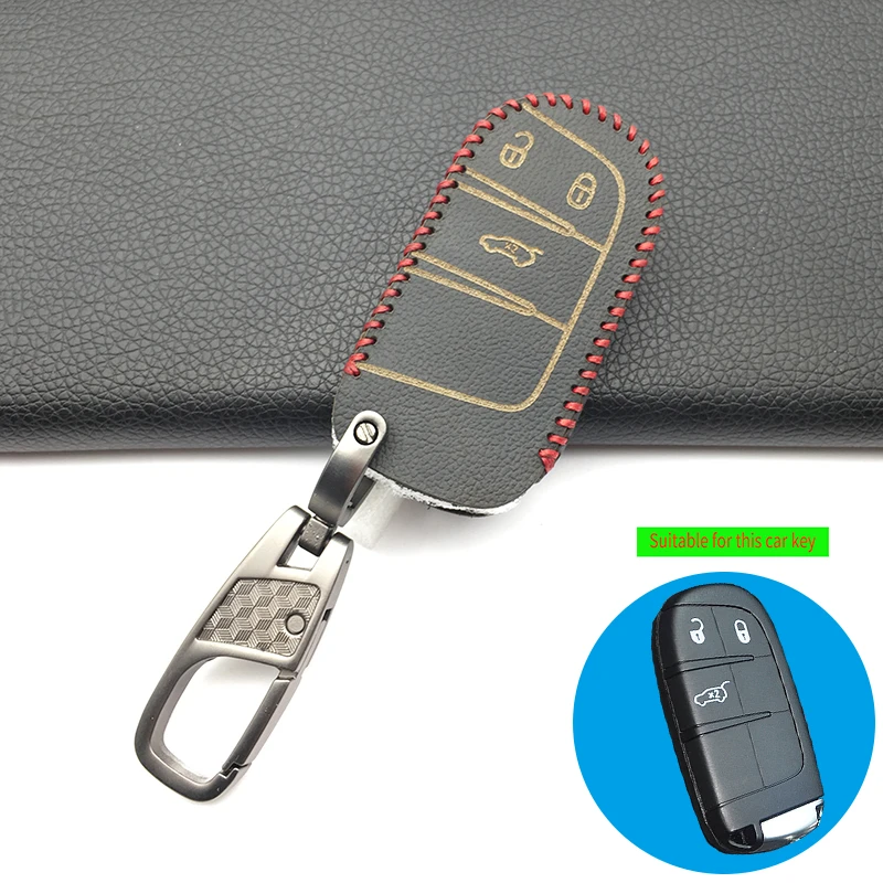 Кожаный чехол с мягкой текстурой для ключей Fiat Jeep Grand Cherokee Compass Patriot Dodge Journey Chrysler 300C