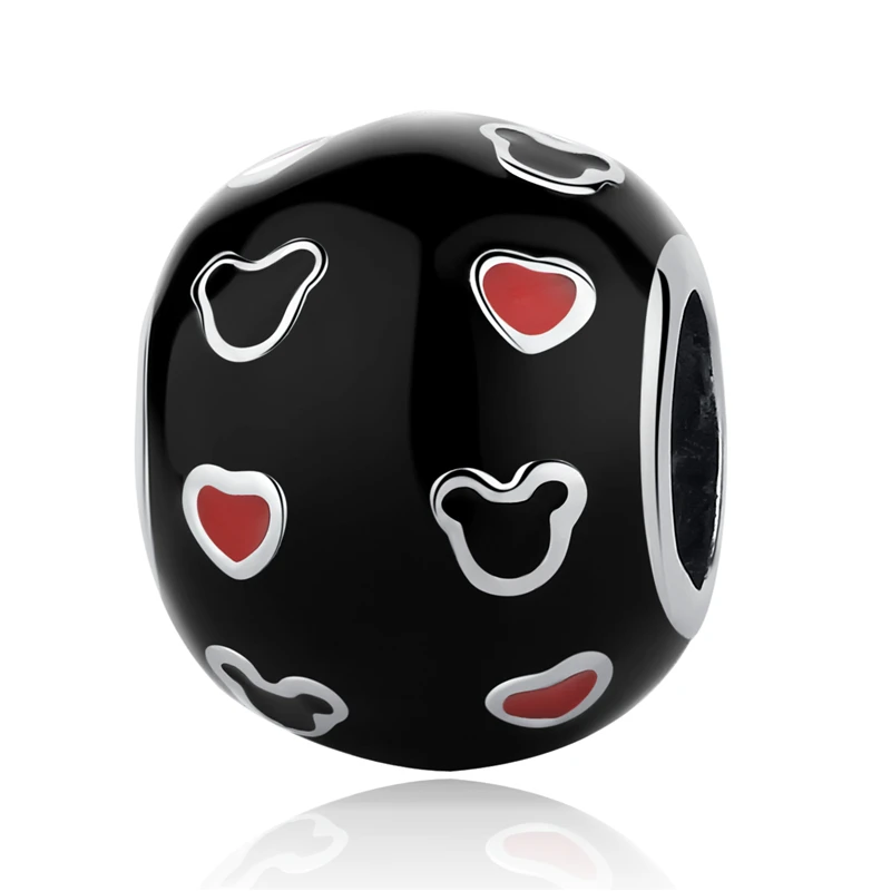 Red Heart Аутентичное Стерлинговое Серебро 925 оригинальные браслеты с подвесками, соответственные Пандоре обаятельные браслеты шарма бусины платье феи с рисунком из мультфильмов в Мышь украшения на Рождество - Цвет: Red Heart