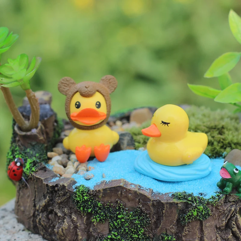 4 шт. Террариум Декор Симпатичные Желтая утка миниатюрные фигурки DIY Craft Экология