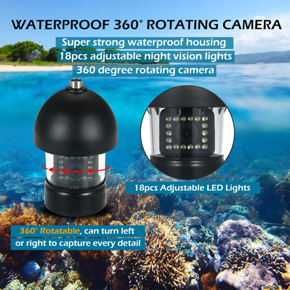 30 м подводная камера 1000TVL HD с поворотом на 360 градусов для рыбалки 18 шт.
